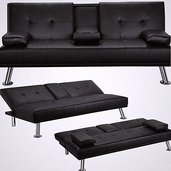 Klappbares Schlafsofa Couch mit Bettfunktion Bettsofa mit Tassenhalter Gästebett