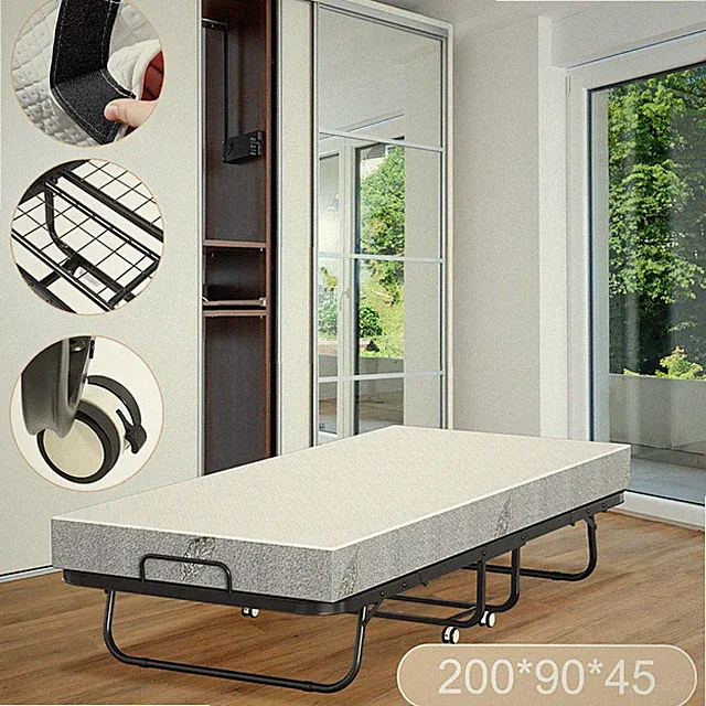 Klappbett Klappbar Einfaches Räder Bett Faltbett Einzelbett Gästebett 90x200cm