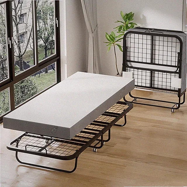 Klappbett Komfort Klappbar Notbett Gästebett mit Matratze Faltbett Räder NEU