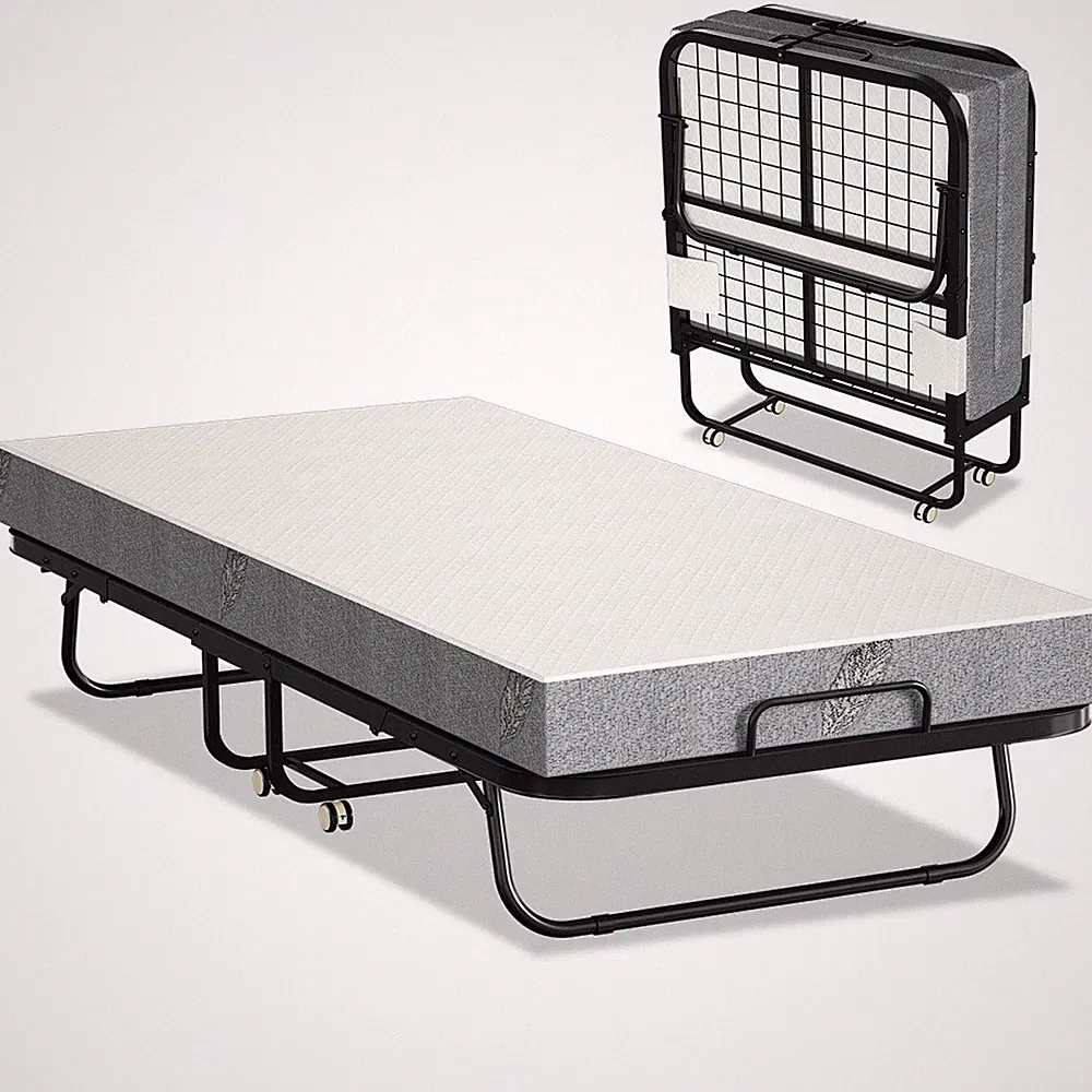 Klappbett mit Matratze Schlaf Einzelbett belastbar Klappbar Gästebett 90x200cm