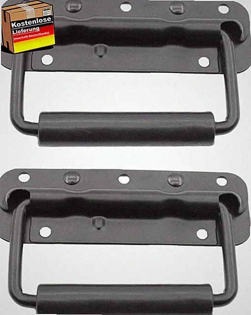 Klappgriff Edelstahl schwarz 2er Set für Toolbox Koffer Verpackungstausch