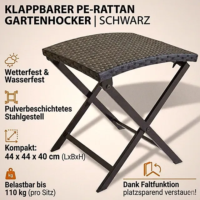 Klapphocker Poly Rattan Klappbar Hocker Gartenhocker