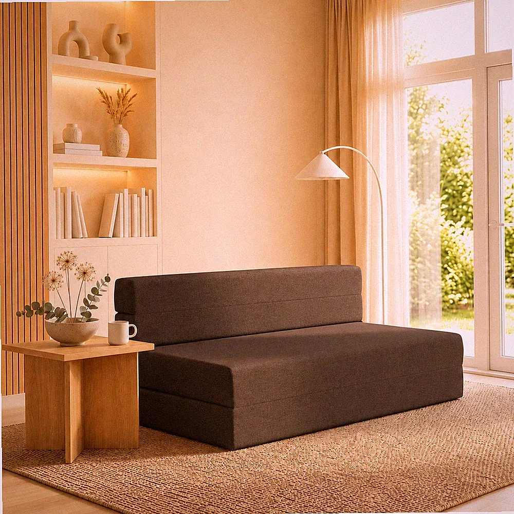 Klappsofa Faltsofa Schlafsofa Gästebett Couch Liege Relaxmöbel Sofa Braun