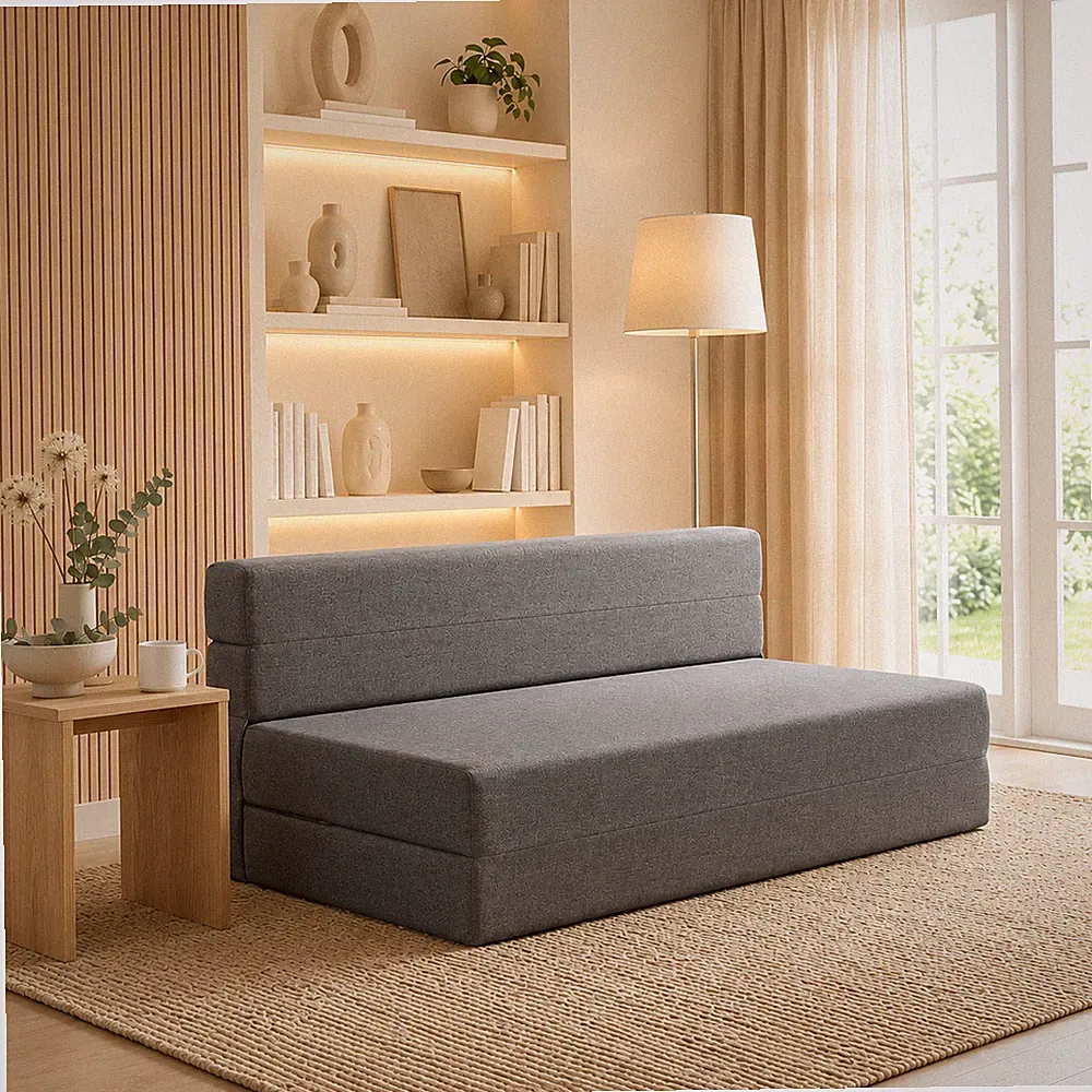 Klappsofa Faltsofa Schlafsofa Gästebett Couch Liege Relaxmöbel Sofa Hellgrau