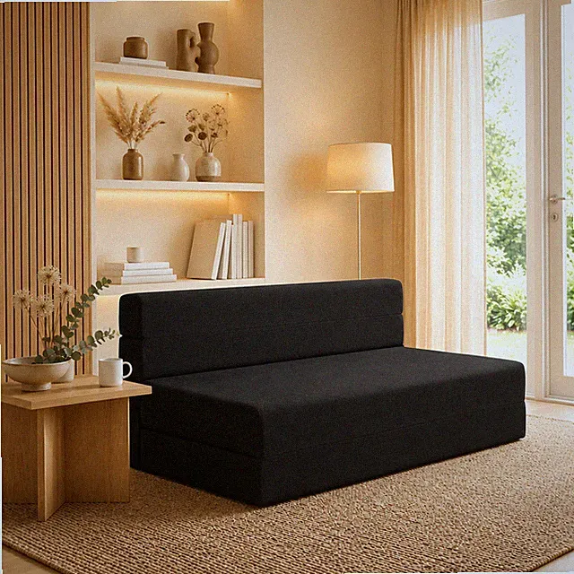 Klappsofa Faltsofa Schlafsofa Gästebett Couch Liege Relaxmöbel Sofa Schwarz