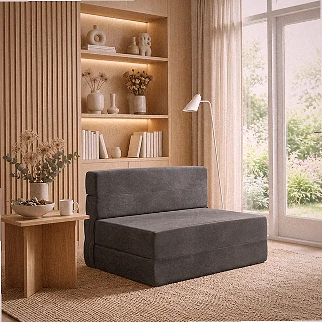 Klappsofa Samt Schlafsofa Faltsofa Gästebett Couch Liege Relaxsofa Dunkelgrau