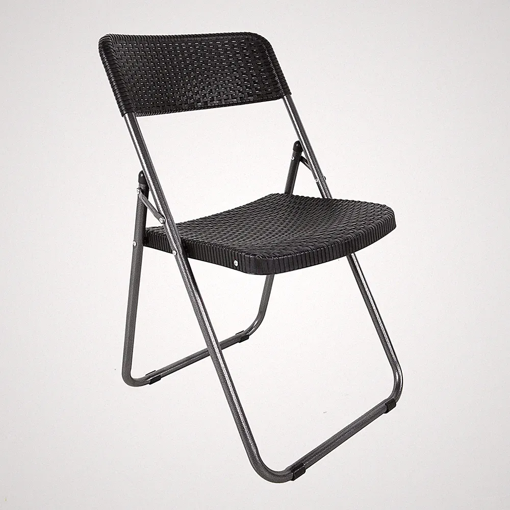 Klappstuhl Rattan Optik schwarz 82 x 46 cm - Garten Bistro Balkon Stuhl klappbar
