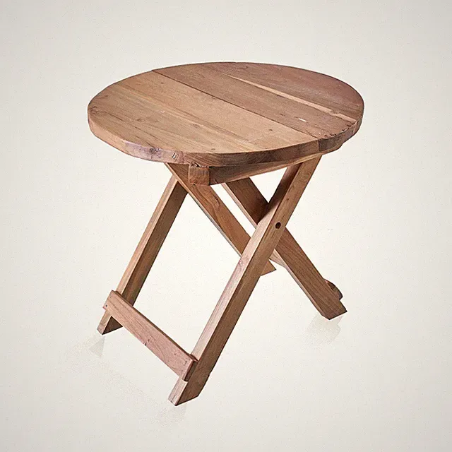 Klapptisch Teakholz Upcycling Ø 50 cm rund Handarbeit Unikat Holz Tisch