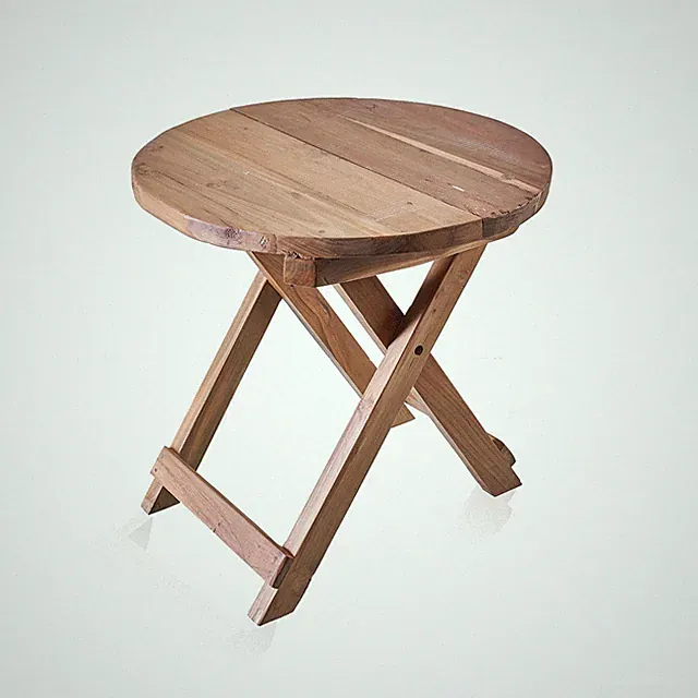 Klapptisch Teakholz Upcycling Ø 50 cm rund Handarbeit Unikat Holz Tisch