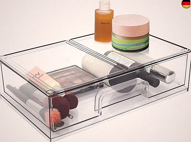 Klare, stapelbare Aufbewahrungsschubladen mit Frontauszug für Kosmetik, Make-up