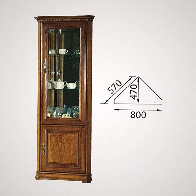 Klassischer Vitrine Vitrinenschrank Eckschrank Schrank Massiv Sammler Vitrinen