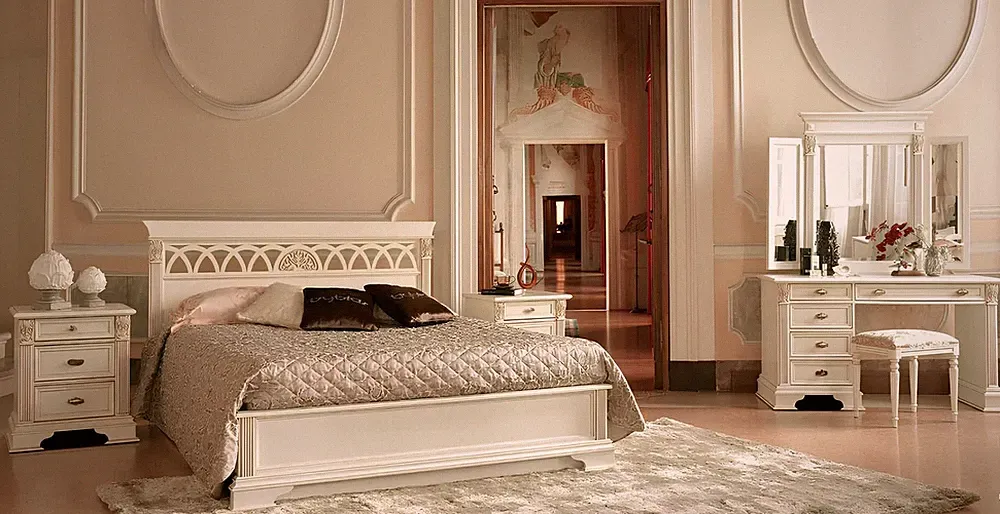 Klassisches Bett 2 Nachttische Schlafzimmer Set 3 tlg. Italienische Möbel Barock