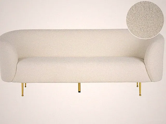 Klassisches Sofa im Art-Déco-Stil mit Armlehnen Metallgestell Bouclé weiß Loen