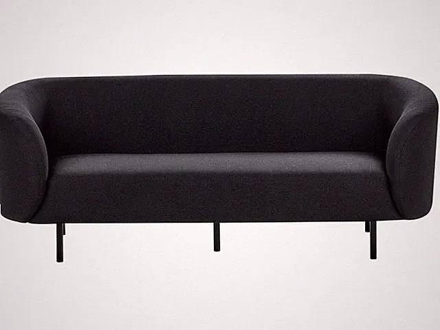 Klassisches Sofa im Art-Déco-Stil mit Armlehnen Metallgestell Stoff schwarz Loen