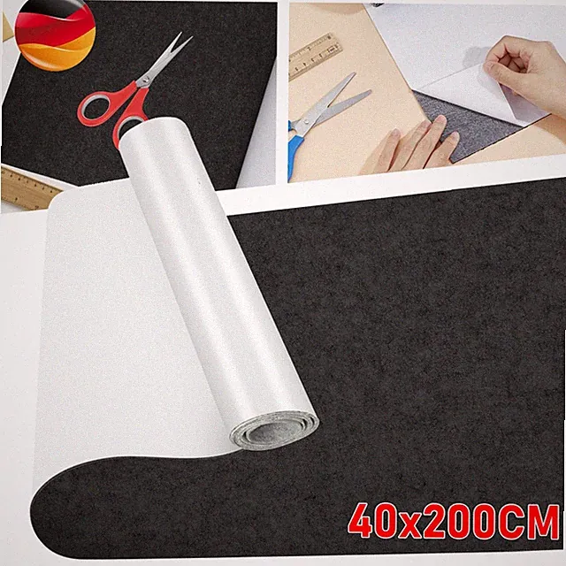 Klebefilz Selbstklebend 40cm Breit 200cm Lang 1mm Stark Schwarz Filzstoff