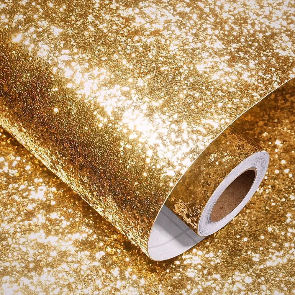 Klebefolie Glitzer Wandtapete Selbstklebend Gold 40X300cm Dekofolie Möbel