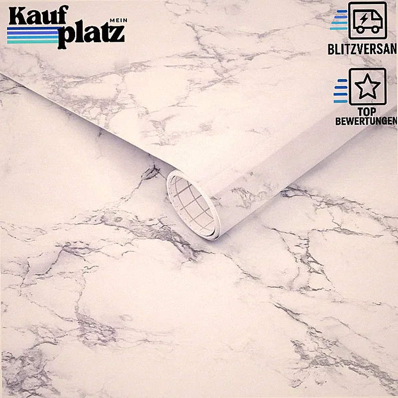 Klebefolie Marmor Weiß Selbstklebend 44cm x 2m Dekorative Folie für Möbel Küche
