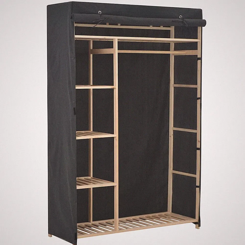 Kleiderschrank 110 cm Stoffschrank Garderobenschrank Schrank Grau/Weiß vidaXL