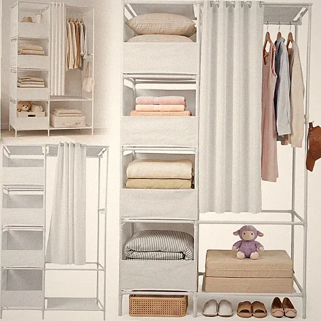 Kleiderschrank 170x105x45cm Stoffschrank Garderobe Aufbewahrung Regal S-Haken