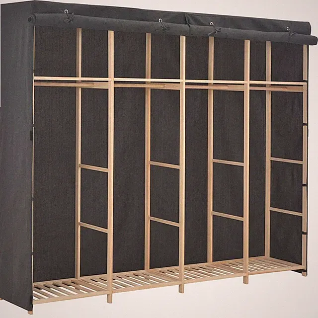 Kleiderschrank 200cm Stoffschrank Garderobenschrank Garderobe Weiß/Grau vidaXL