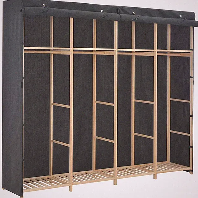 Kleiderschrank 200cm Stoffschrank Garderobenschrank Garderobe Weiß/Grau vidaXL