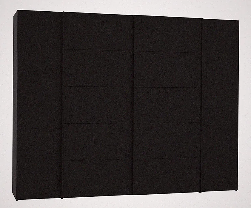 Kleiderschrank 270 cm breit 4-trg Narago von Forte Schwarz Kleiderschrank