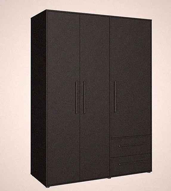 Kleiderschrank 3-trg. Inkl. 2 Schubladen ca. 145 cm breit MOKKARIS Schwarz