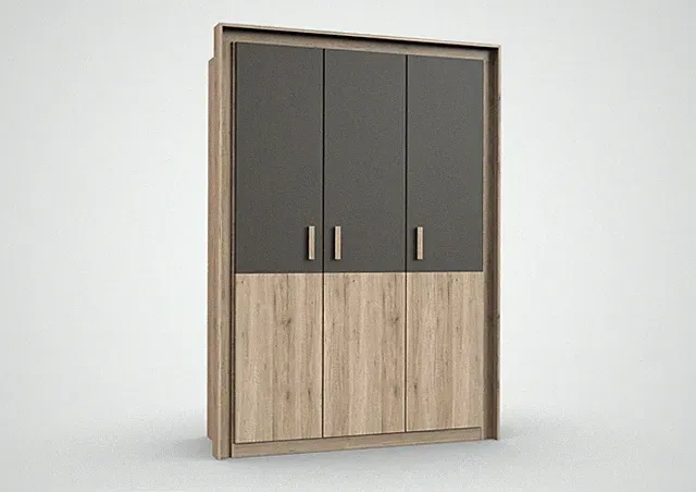 Kleiderschrank 3trg. "Kiruna" Kinderzimmer Babyzimmer Softclose Eiche Graphit gr