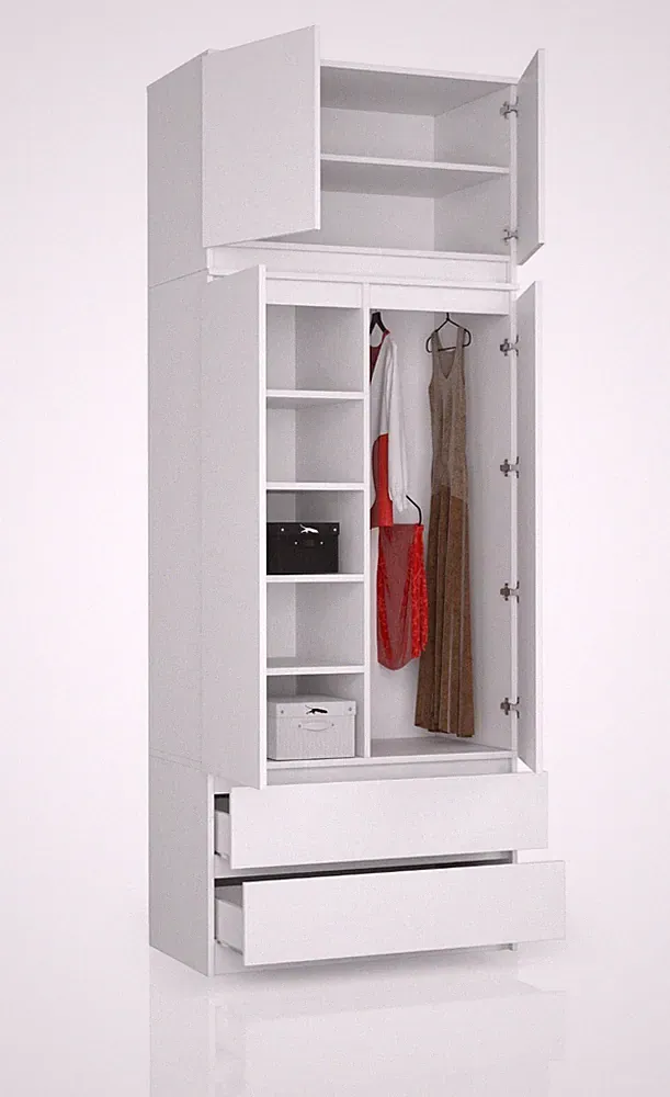 Kleiderschrank, 4-türiger Kleiderschrank, 2 Schubladen 234x90x51cm VIELE FARBE!