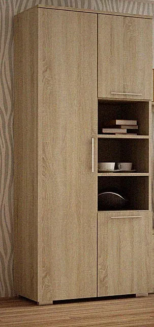 Kleiderschrank 80x190 cm | Sonoma Eiche | Kleiderstange, Regale & Ablage