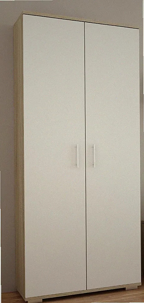 Kleiderschrank 80x190 cm | Sonoma Eiche & Weiß | Kleiderstange & Ablage | Garder