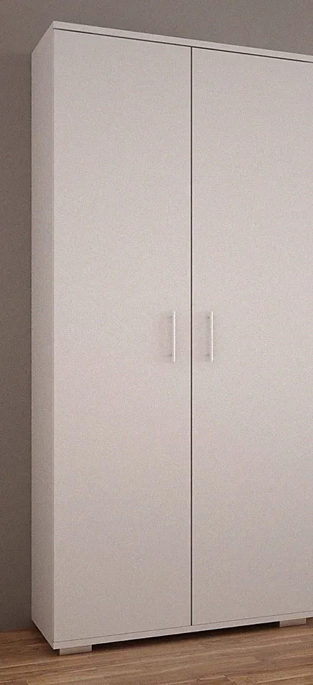 Kleiderschrank 80x190 cm | Weiß | Kleiderstange & Ablage | Garderobenschrank