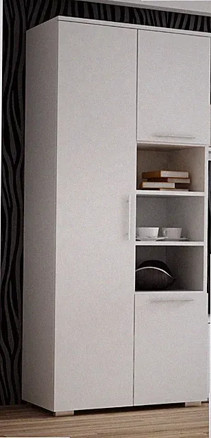 Kleiderschrank 80x190 cm | Weiß | Kleiderstange, Regale & Ablage