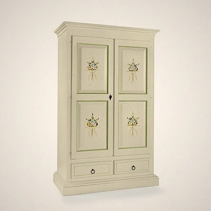 Kleiderschrank Ante Fliegen Weiß Dekoriert Blumen Shabby Chic 2 2 Schübe Zimmer