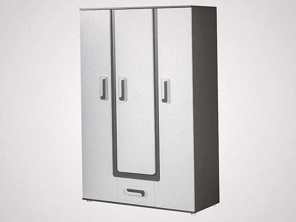 Kleiderschrank APETITO 19 Schrank 3 Türiger Schublade Kleiderstange 4 Regalen