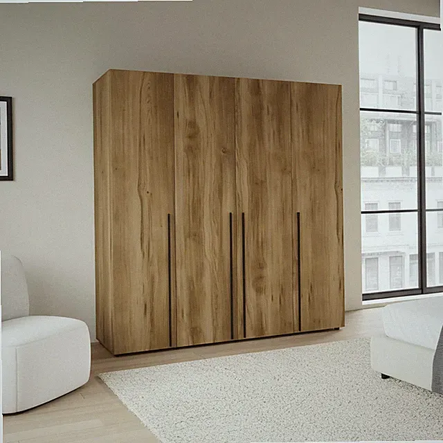 Kleiderschrank ARNI 200 cm 4-Türig Drehtürenschrank 9 Fächer Viel Stauraum