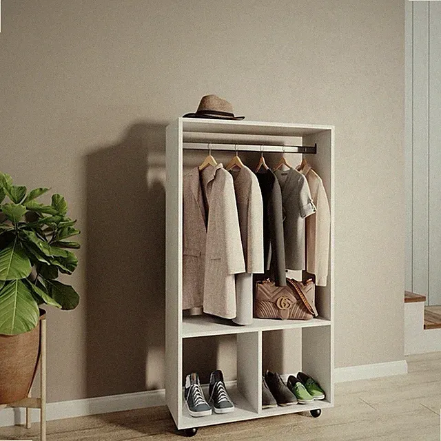 Kleiderschrank auf Rollen – Weiß, Modern & Platzsparend