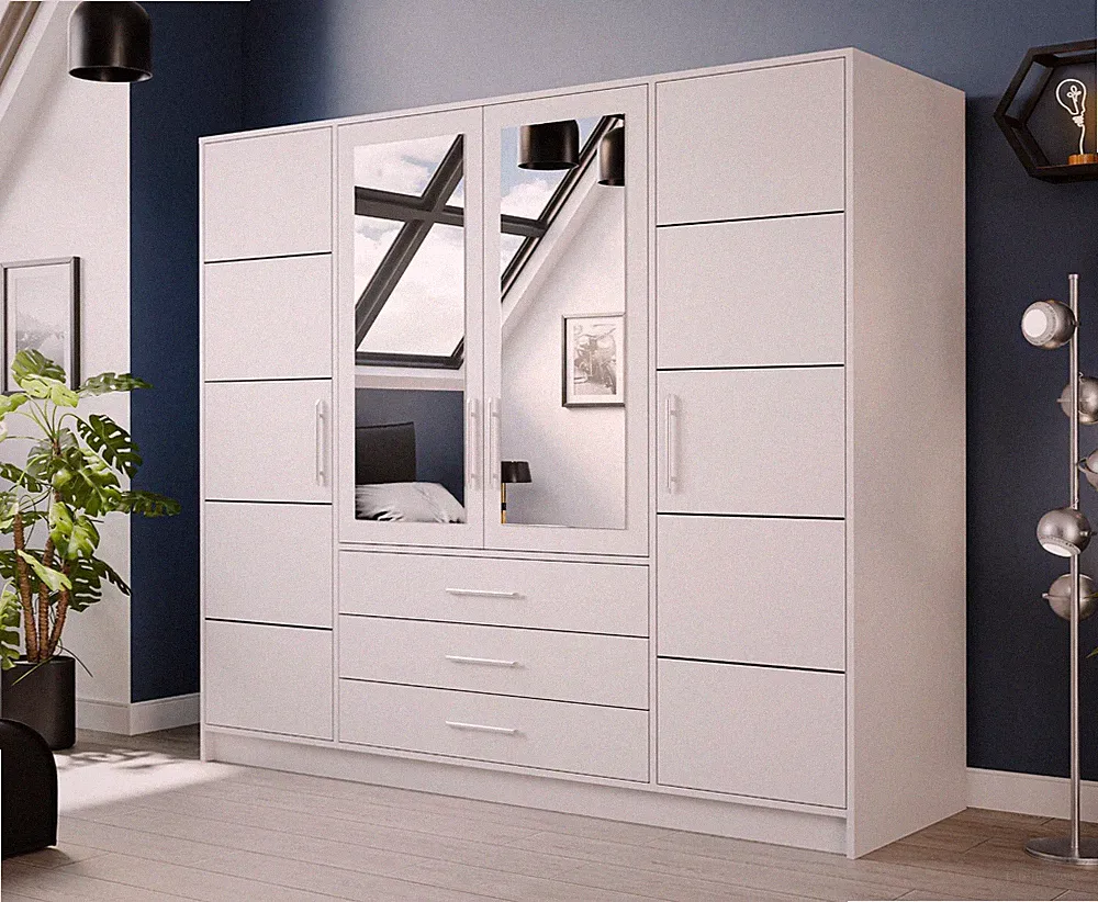 Kleiderschrank Bali D4 Drehtürenschrank Schrank mit Spiegel Farbauswahl M24