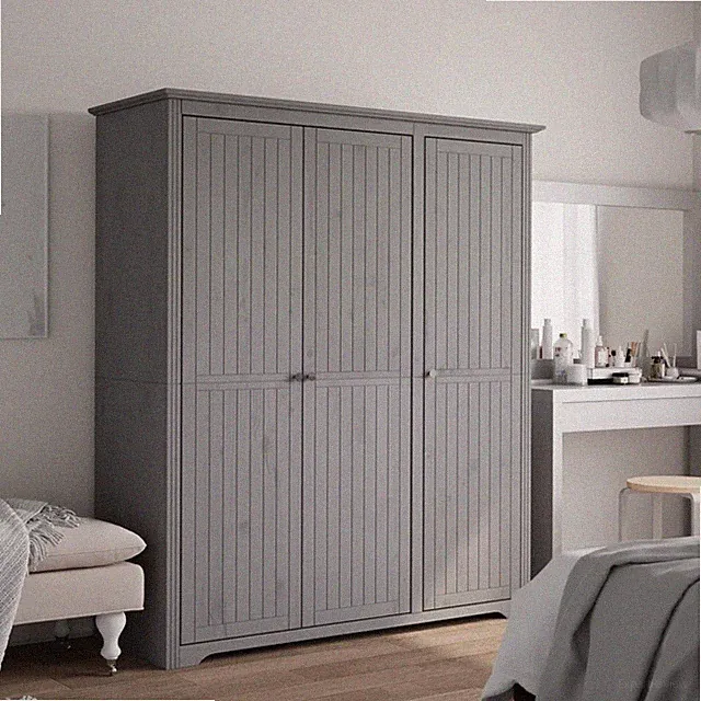 Kleiderschrank Bodo grau Massivholz Kiefer 146x53,5x173 cm