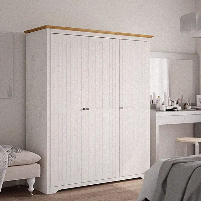 Kleiderschrank BODO Weiß Braun 146x53,5x173 cm Kiefernholz