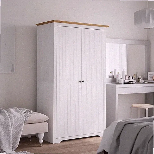 Kleiderschrank BODO Weiß Braun 99x53,5x173 cm Kiefernholz