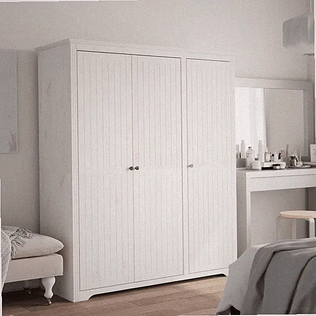 Kleiderschrank BODO Weiß Massivholz Kiefer 146x53,5x173 cm