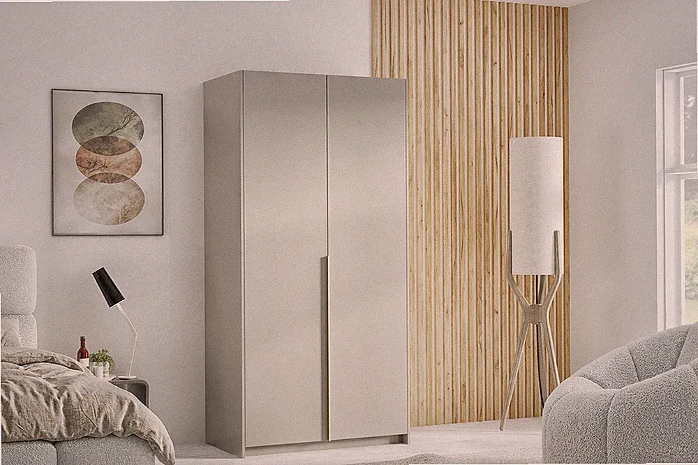 Kleiderschrank BRUNO 100 cm Schrank in Kaschmir mit Griff in Goldoptik TMX HOME