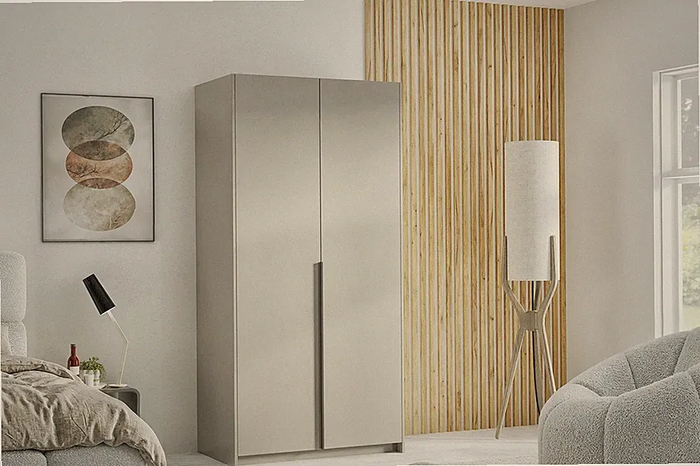 Kleiderschrank BRUNO 100 cm Schrank in Kaschmir mit schwarzem Griff TMX HOME