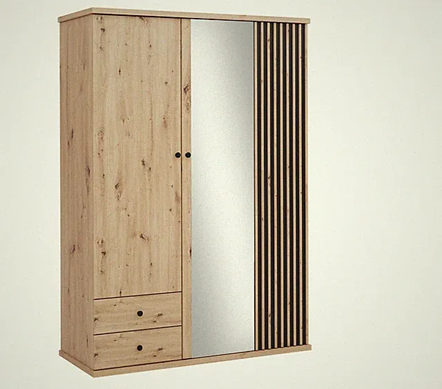 Kleiderschrank Cali 23 Spiegel Drehtürenschrank Kleiderstange Garderobenschrank