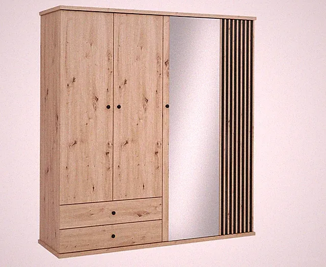 Kleiderschrank Cali 24 Drehtürenschrank Spiegel Kleiderstange Garderobenschrank