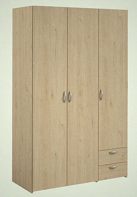 Kleiderschrank Daily Parisot 3 türig Eiche Breite 120cm Schubladen Schlafzimmer