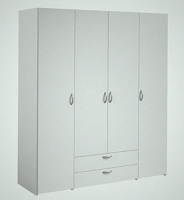 Kleiderschrank Daily Parisot 4 türig weiß Breite 160cm Schubladen Schlafzimmer