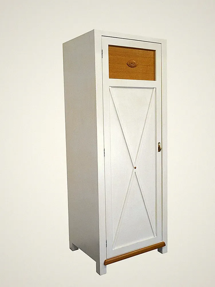Kleiderschrank Dielenschrank Schrank Weichholz Shabby Chic weiß B: 75 cm -11262