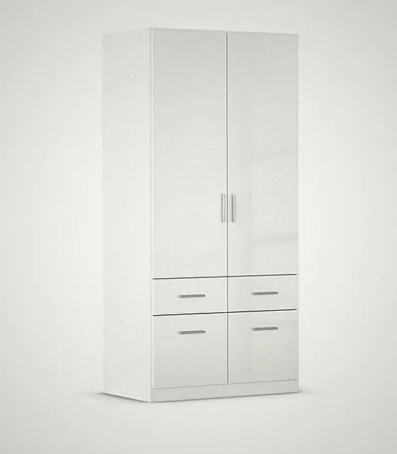 Kleiderschrank Drehtürenschrank Schlafzimmerschrank Weiß Hochglanz 2-türig